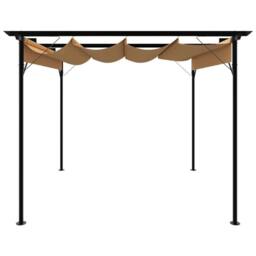 Berkfield Home Pergola with Retractable Roof Taupe 3x3 m Steel 180 g/m ² in Beige - thumbnail 2