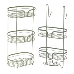 Showerdrape Dante Freestanding Floor Caddy & 2 Tier Over Door Hook Shower Caddy in Green - thumbnail 2