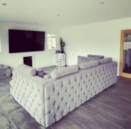 HOB Furniture Fully Buttoned Chesterfield Chaise End Sofa - Sofa Only - 12ftx6ft in Pale Grey - thumbnail 2