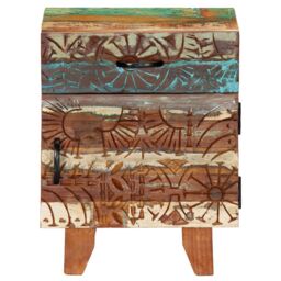 Berkfield Home Hand Carved Bedside Cabinet 40x30x50 cm Solid Reclaimed Wood - Size: 40 x 30 x 50 cm - thumbnail 2