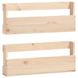 Berkfield Home Wall-mounted Shoe Racks 2 pcs 59x9x23 cm Solid Wood Pine in Brown - Size: 59 x 9 x 23 cm - thumbnail 1