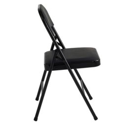 MCC Direct Set of 6 Folding Dining Chairs with Metal Frame & Padded Seats in Black - thumbnail 3