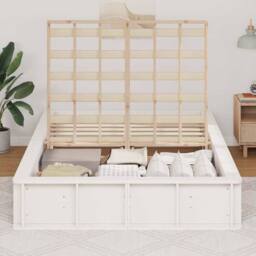 Berkfield Home White White Bed Frame with Lift-Up Storage - 140 x 200 cm - thumbnail 4