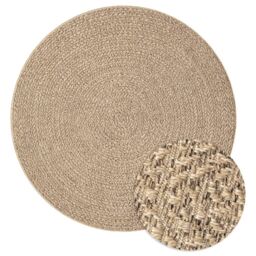 Berkfield Home Rug 120 cm Jute Look Indoor & Outdoor in Brown - Size: 100 cm diameter - thumbnail 3
