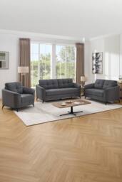 More4Homes Solna 1+2+3 Seater Scandi Style Fabric Living Room Sofa Set in Charcoal