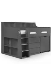Julian Bowen Jupiter Midsleeper Cabin Bed with Desk in Dark Grey - Size: Single - thumbnail 2