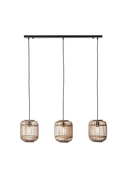 Netlighting Mathias Bar Pendant Ceiling Lamp Natural Bamboo Plywood Matt Black Paint - image 1