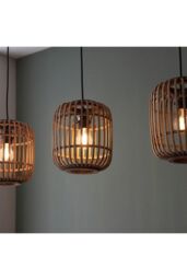 Netlighting Mathias Bar Pendant Ceiling Lamp Natural Bamboo Plywood Matt Black Paint - thumbnail 6