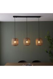 Netlighting Mathias Bar Pendant Ceiling Lamp Natural Bamboo Plywood Matt Black Paint - thumbnail 5