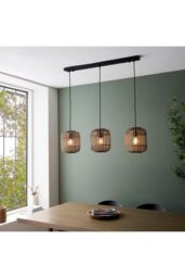 Netlighting Mathias Bar Pendant Ceiling Lamp Natural Bamboo Plywood Matt Black Paint - thumbnail 3