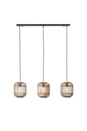 Netlighting Mathias Bar Pendant Ceiling Lamp Natural Bamboo Plywood Matt Black Paint - thumbnail 1