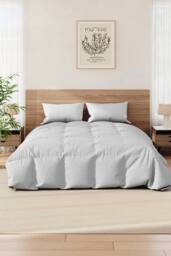 H&O Direct 230cm L x 200cm W Microfibre Quilted Duvet Insert, Grey - Size: 230 cm L x 200 cm W