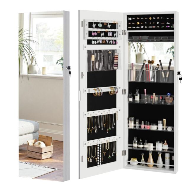 Dprodo Jewelry Armoire Cabinet Organizer with Full-Length Mirror in White - Size: 1 Pack - image 1