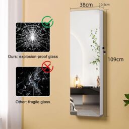 Dprodo Jewelry Armoire Cabinet Organizer with Full-Length Mirror in White - Size: 1 Pack - thumbnail 3