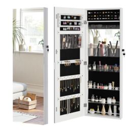 Dprodo Jewelry Armoire Cabinet Organizer with Full-Length Mirror in White - Size: 1 Pack - thumbnail 1