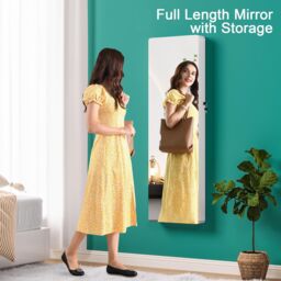 Dprodo Jewelry Armoire Cabinet Organizer with Full-Length Mirror in White - Size: 1 Pack - thumbnail 4