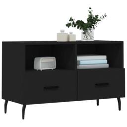 Berkfield Home TV Cabinet Black 80x36x50 cm Engineered Wood - Size: 80 x 36 x 50 cm - thumbnail 1