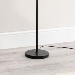 ValueLights Marissa Fabric Drum Shade with Black Stacked Ball Floor Lamp & LED Bulb in White - thumbnail 3