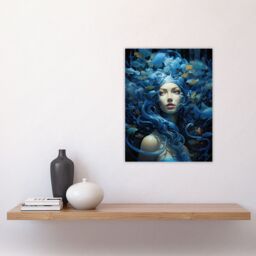 "Artery8 Goddess Of The Sea Mermaid Lore Concept Striking Artwork In Blue Unframed Wall Art Print Poster Home Decor Premium - Size: W12"" x H16""" - thumbnail 4