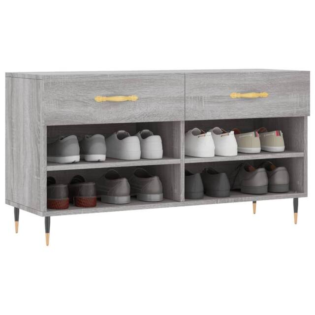 Berkfield Home Shoe Bench Grey Sonoma 102x35x55 cm Engineered Wood - Size: 102 x 35 x 55 cm - image 1