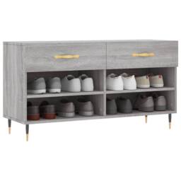 Berkfield Home Shoe Bench Grey Sonoma 102x35x55 cm Engineered Wood - Size: 102 x 35 x 55 cm - thumbnail 1