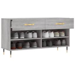 Berkfield Home Shoe Bench Grey Sonoma 102x35x55 cm Engineered Wood - Size: 102 x 35 x 55 cm - thumbnail 4