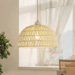 Pheashine White Rattan Woven Pendant Light, E27, Adjustable 130cm, Bulb included in Beige - thumbnail 3
