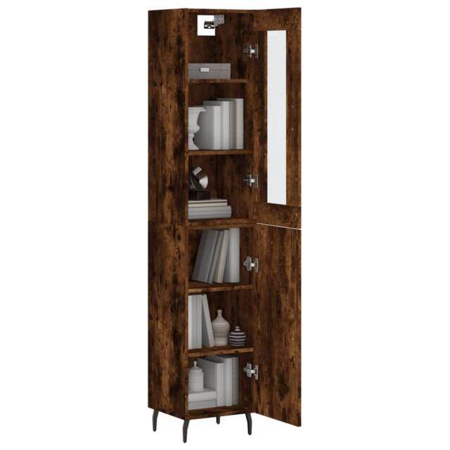 Berkfield Home Highboard Smoked Oak 34.5x34x180 cm Engineered Wood in Brown - image 1