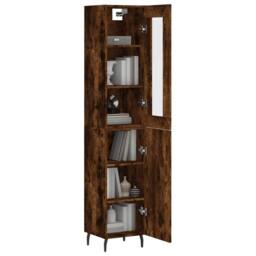 Berkfield Home Highboard Smoked Oak 34.5x34x180 cm Engineered Wood in Brown - thumbnail 1