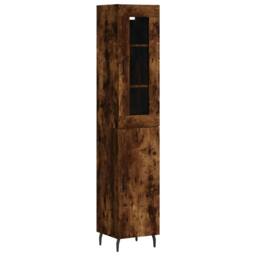 Berkfield Home Highboard Smoked Oak 34.5x34x180 cm Engineered Wood in Brown - thumbnail 3