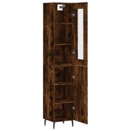 Berkfield Home Highboard Smoked Oak 34.5x34x180 cm Engineered Wood in Brown - thumbnail 4