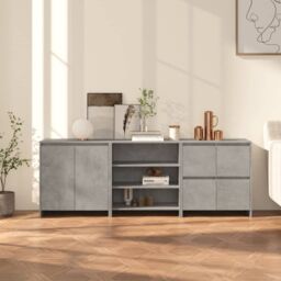 Berkfield Home 3 Piece Sideboard Concrete Grey Engineered Wood - thumbnail 1