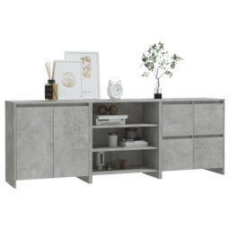 Berkfield Home 3 Piece Sideboard Concrete Grey Engineered Wood - thumbnail 6