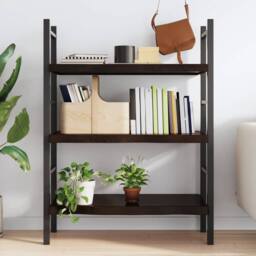 Berkfield Home Wall Shelf Dark Grey 100x60x(2-6) cm Treated Solid Wood Oak - thumbnail 1