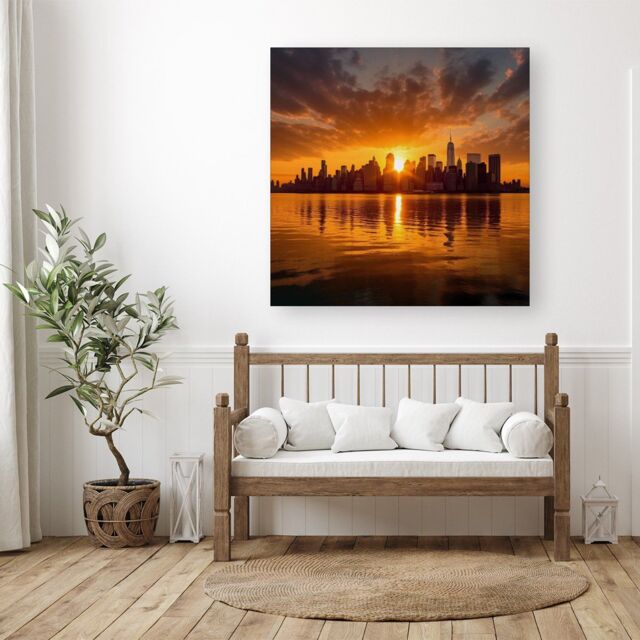"Warren Reed - Designer Sunrise In The City Canvas - Size: W30"" x H30""" - image 1