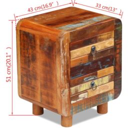 Berkfield Home Night Cabinet Solid Reclaimed Wood 43x33x51 cm in Brown - Size: 43 x 33 x 51 cm - thumbnail 5