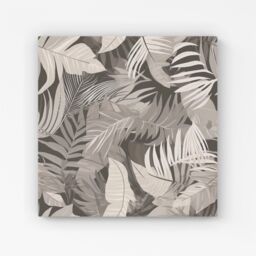 Warren Reed - Designer Grey Brown Tropical Leaves Canvas - Size: w40 inch x h40 inch - thumbnail 1