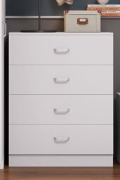 FWStyle 4 Drawer Chest Of Drawers Matt White Finish Tunis - thumbnail 2