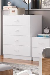 FWStyle 4 Drawer Chest Of Drawers Matt White Finish Tunis - thumbnail 1
