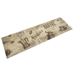 Berkfield Home Kitchen Rug Washable Coffee Brown 45x150 cm Velvet - thumbnail 1
