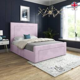 KDMD Macclesfield Upholstered Pink Soft Velvet Designer Bed Frame - Size: Small Double - thumbnail 4