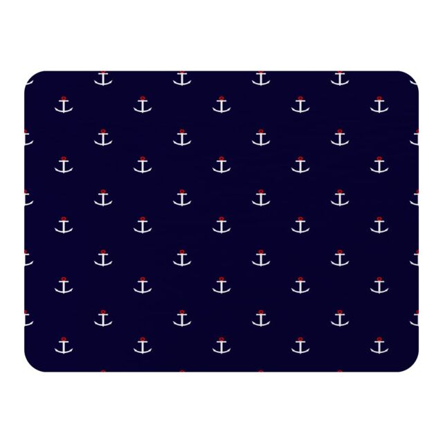 Benjamin Tate Design White & Red Anchors On Navy Blanket in Natural - Size: 120 cm x 150 cm - image 1