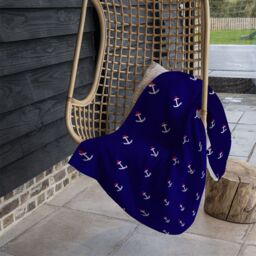 Benjamin Tate Design White & Red Anchors On Navy Blanket in Natural - Size: 120 cm x 150 cm - thumbnail 4