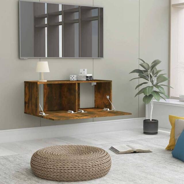 Berkfield Home TV Cabinet Smoked Oak 80x30x30 cm Engineered Wood in Brown - Size: 80 x 30 x 30 cm - image 1