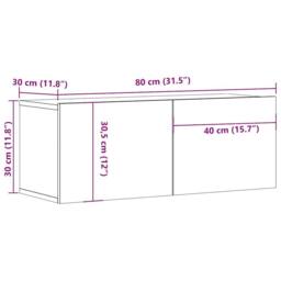 Berkfield Home TV Cabinet Smoked Oak 80x30x30 cm Engineered Wood in Brown - Size: 80 x 30 x 30 cm - thumbnail 9