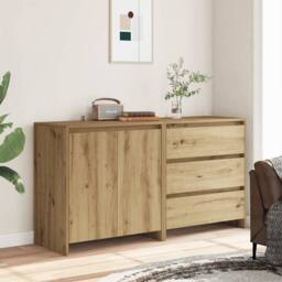 Berkfield Home Decorative 2 Piece Sideboard Artisan Oak Engineered Wood in Brown - thumbnail 1