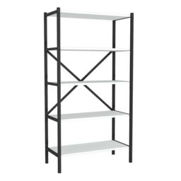 EONLION 5-Shelf Wood Bookcase, Metal Frame Storage Shelving Unit in Black - thumbnail 3