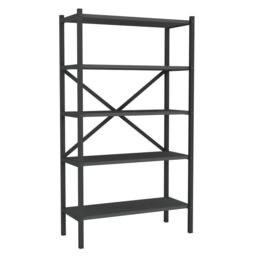 EONLION 5-Shelf Wood Bookcase, Metal Frame Storage Shelving Unit in Black - thumbnail 6