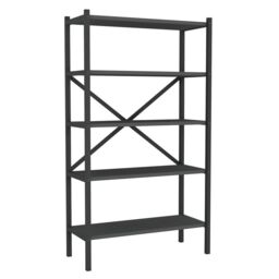 EONLION 5-Shelf Wood Bookcase, Metal Frame Storage Shelving Unit in Black - thumbnail 4
