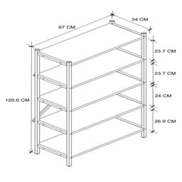 EONLION 5-Shelf Wood Bookcase, Metal Frame Storage Shelving Unit in Black - thumbnail 2